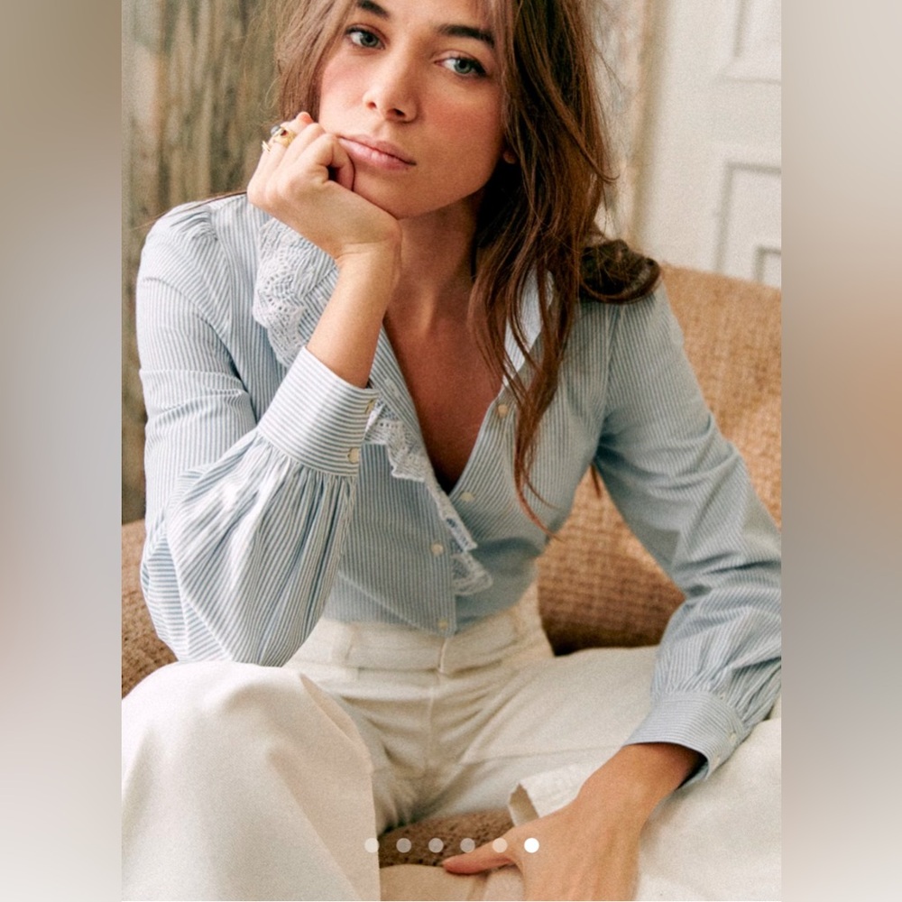 Sezane Chlo Blouse w/ Lace-Trim / 6 - Picture 2 of 8